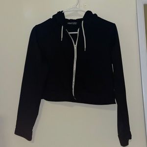 Cropped Black SHEIN hoodie.